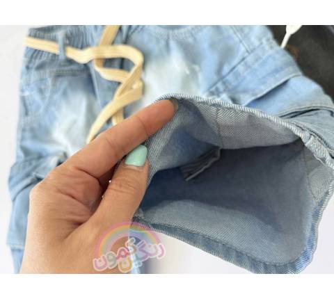 شلوارک جين کاغذي ٦جيب پسرونه(9681)