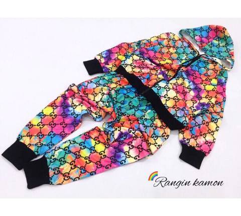 ست سوییشرت شلوار گوچی آبرنگی(3448)