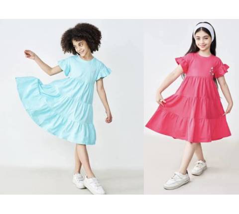 پیراهن چین چینی گلدوزی دخترونه(9688)